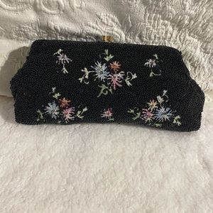 Vintage Jorelle Fully Beaded Floral Evening Purse Made in France